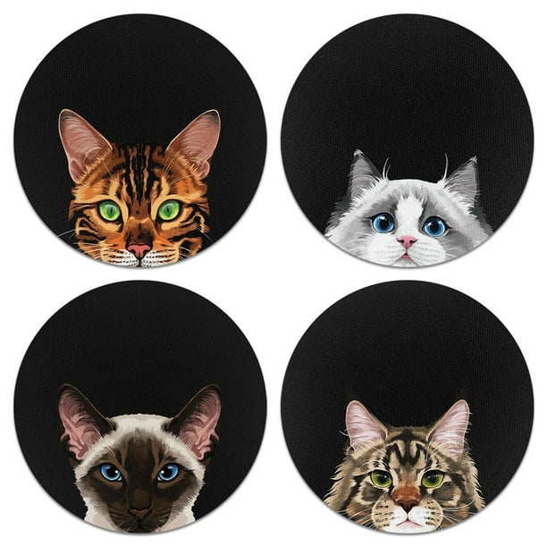 Set of 6 Cat Design Absorbent Fabric Felt Neoprene SQUARE Coasters Coffee Cup Set of 6 Cat Design Absorbent Fabric Felt Neoprene SQUARE Coasters Coffee Cup